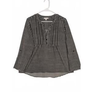 Notations Black White Gingham Button Front Long Sleeve Blouse Womens Large